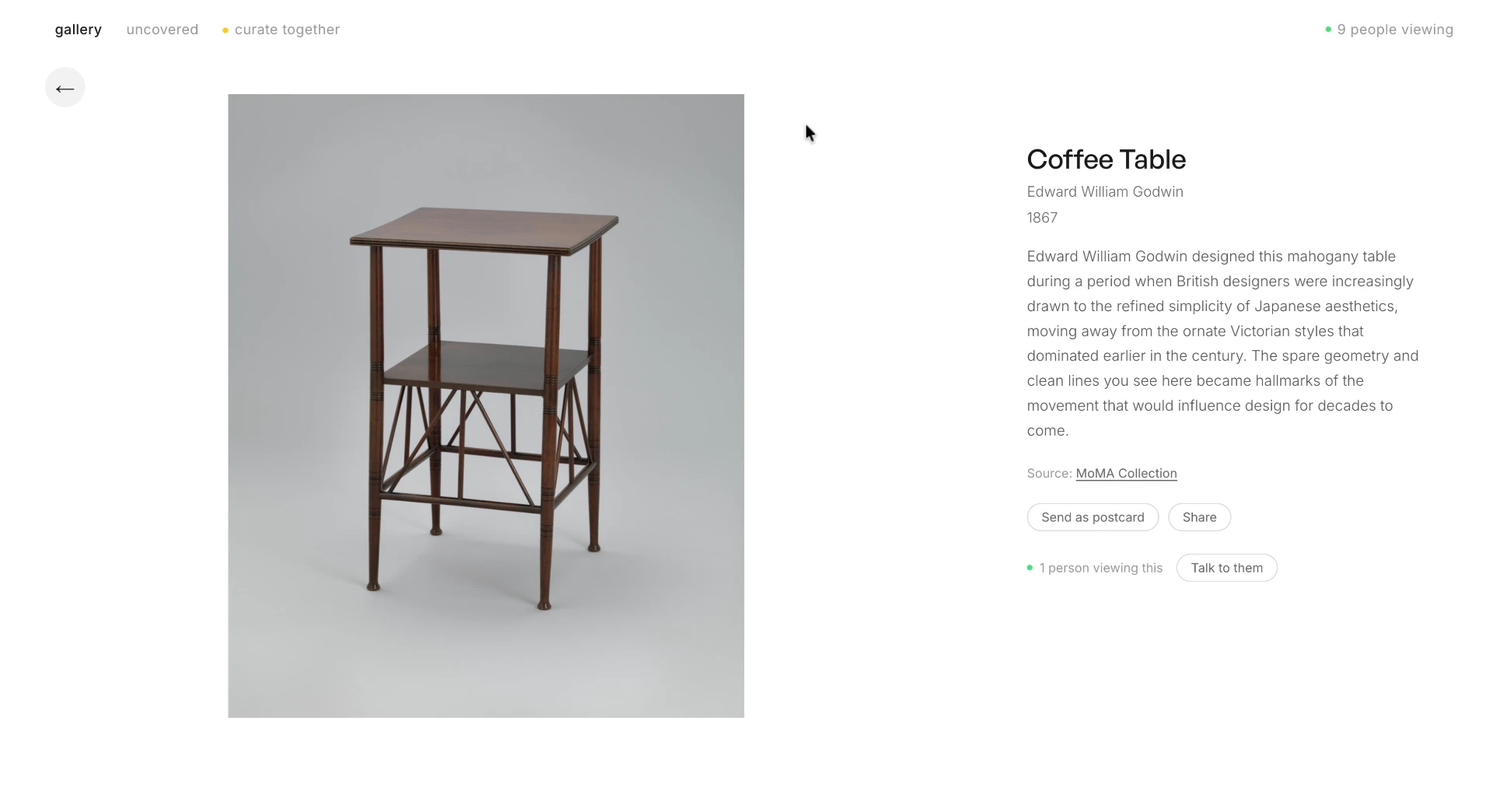 Interactive online art and design gallery