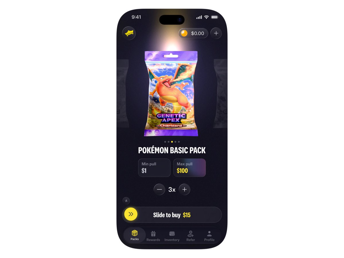 Pokémon card pack opening animation