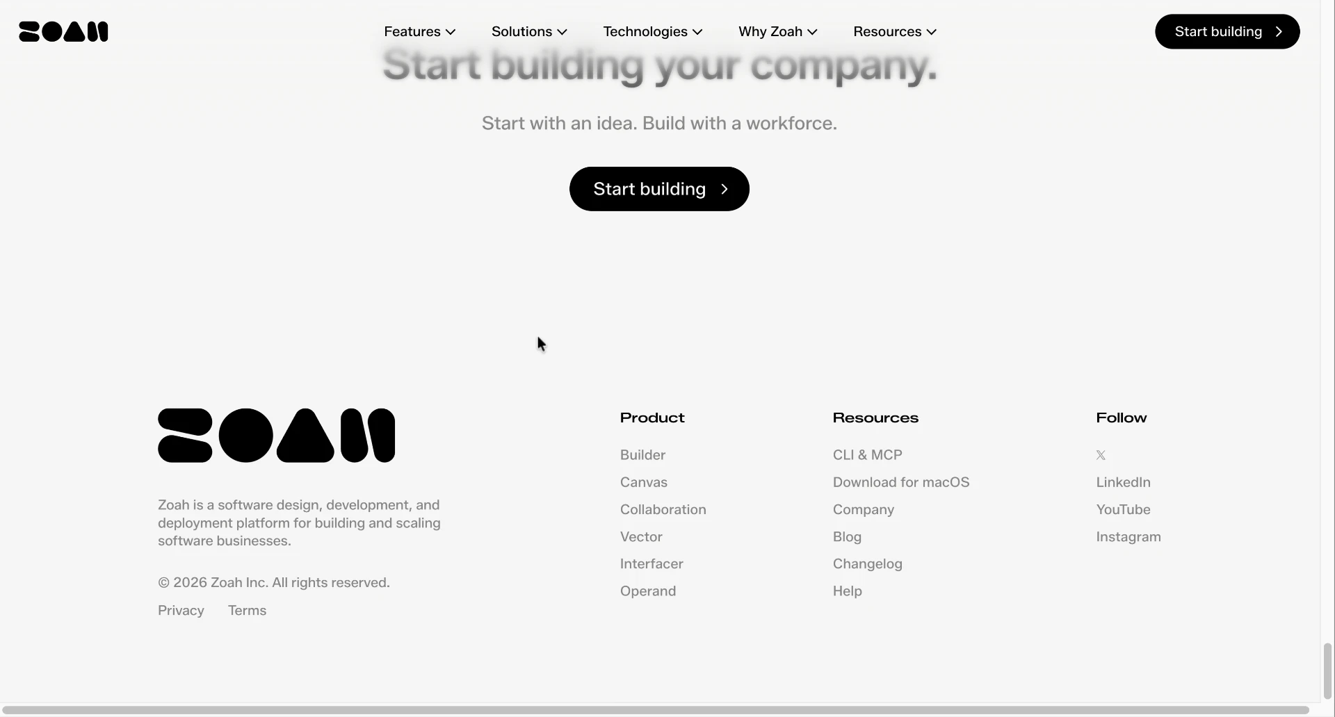 Zoah software platform launch website