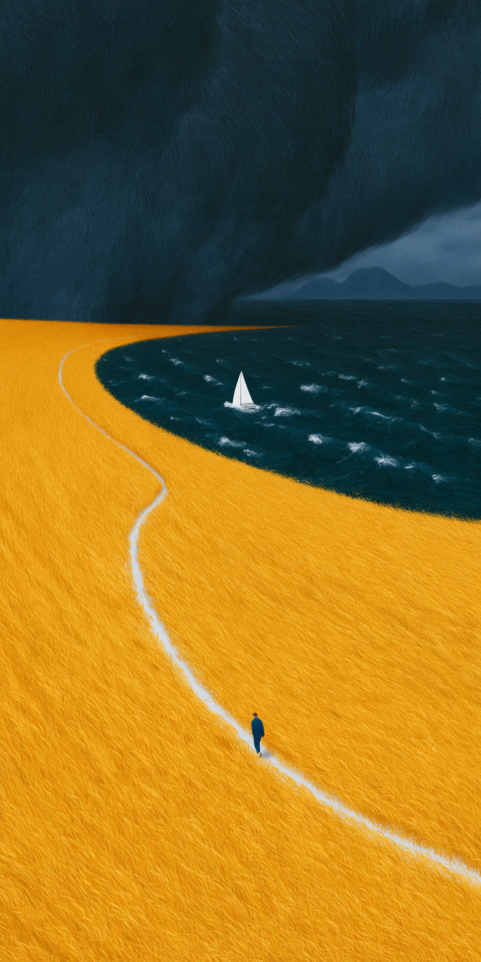 Generative landscape artwork with a lone figure, image 2