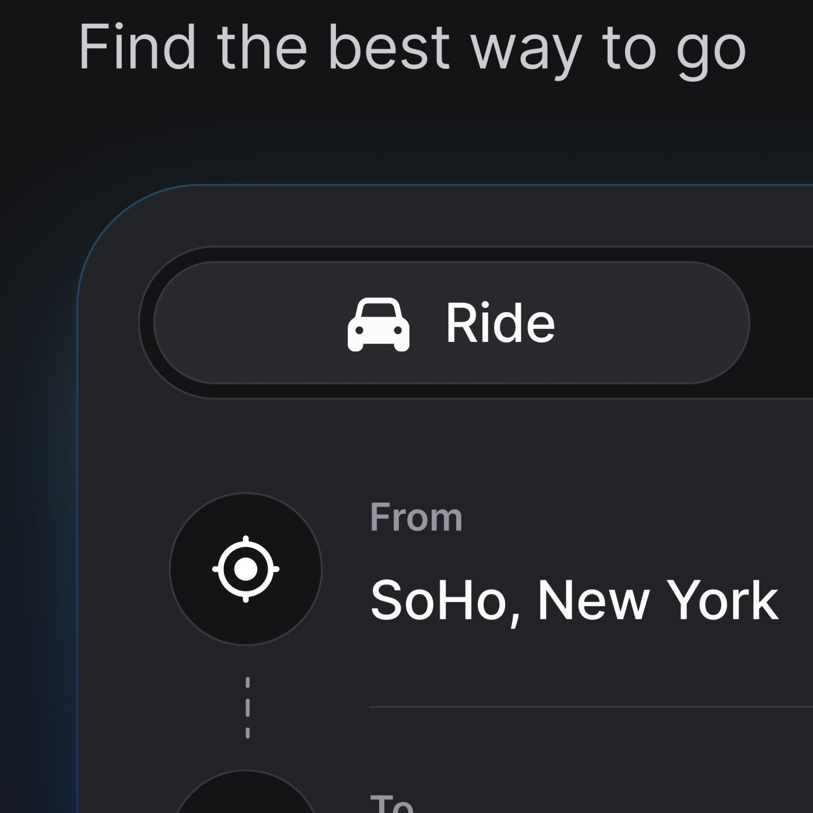 Dark mode mobile app interface, image 3