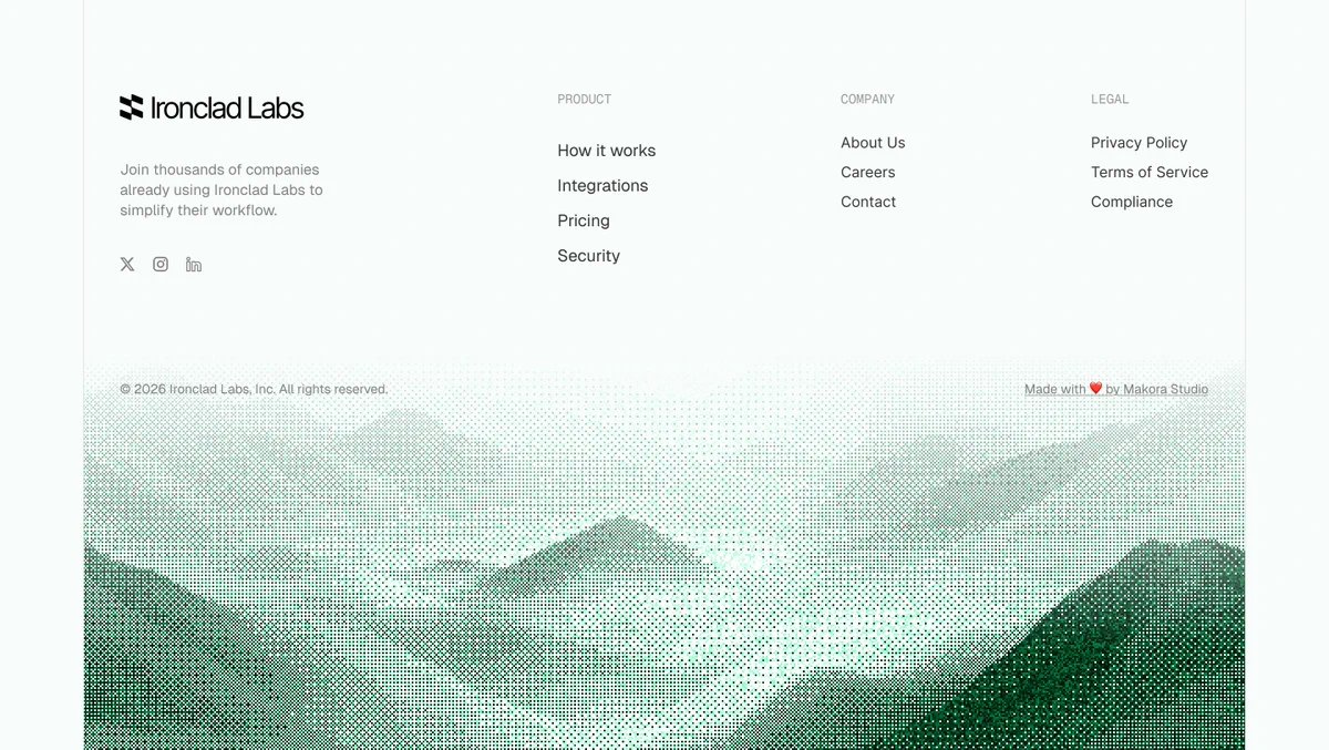 Website footer design with textured landscape, image 2
