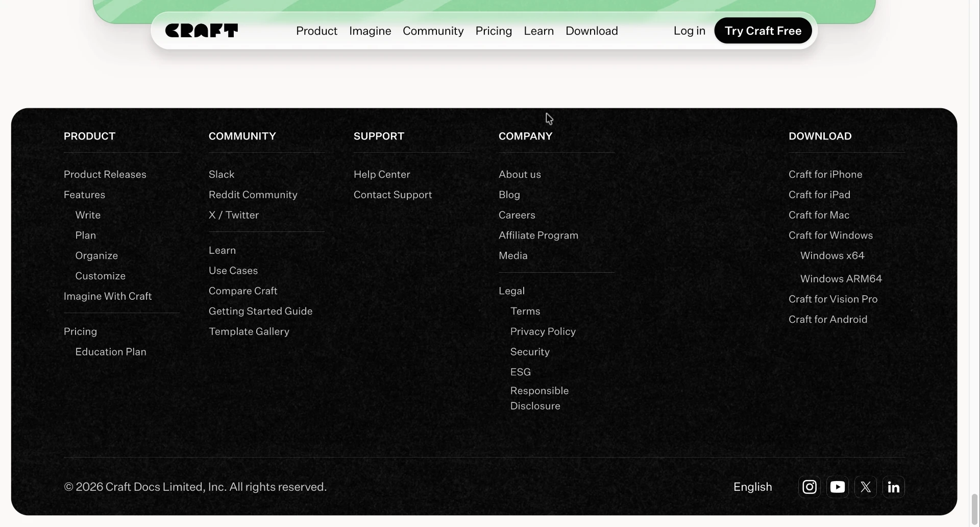Craft productivity app website